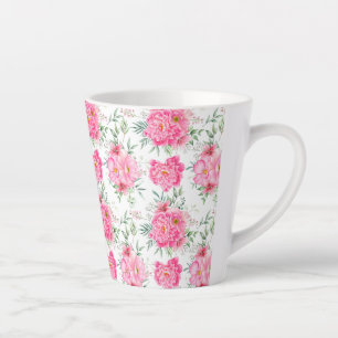 Beautiful Flowers Watercolor Floral Pattern Latte Mug