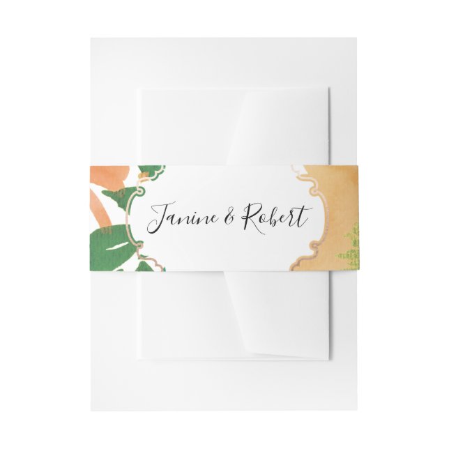 Beautiful Flowers Watercolor Painting Belly Band Invitation Belly Band (Front Example)