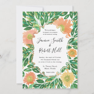 Beautiful Flowers Watercolor Painting Wedding Invitation
