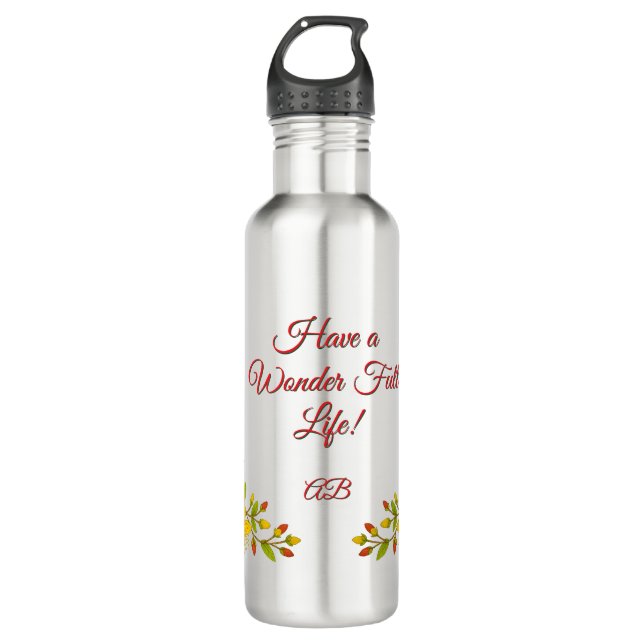 Beautiful flowers with good vibes 710 ml water bottle (Front)