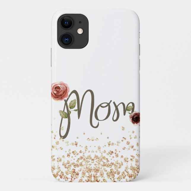 Beautiful Flowery & Sparkling Mum iPhone 11 Case (Back)