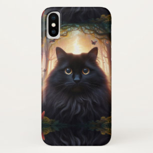 Beautiful Fluffy Black Cat with Gold Eyes Case-Mate iPhone Case