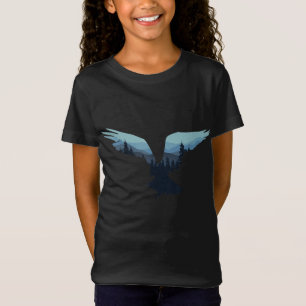 Beautiful Flying Eagle Night Sky Forest Bird Silho T-Shirt
