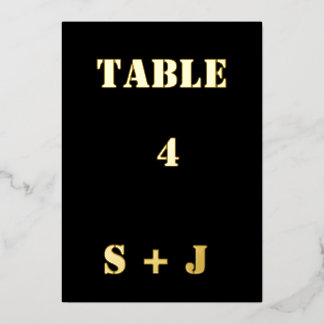 Beautiful foil wedding table number card