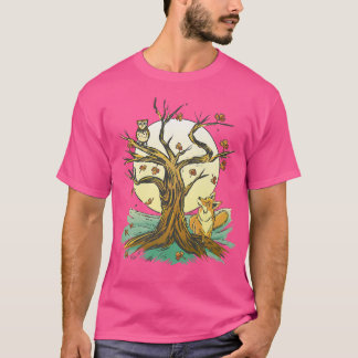 Beautiful Forest Art Owl Fo Autumn T-Shirt