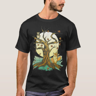 Beautiful Forest Art Owl Fo Autumn  T-Shirt