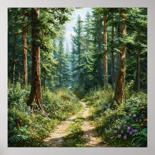 Beautiful forest landscape poster