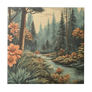 Beautiful Forest River Landscape  Tile