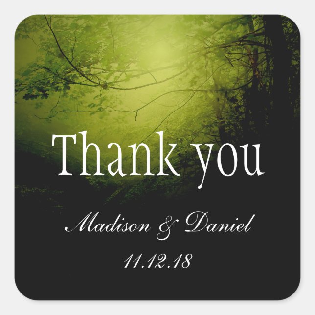 Beautiful Forest Wedding Thank You Square Sticker (Front)