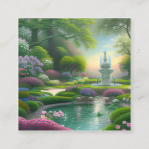 Beautiful Fountain Graphic Square Business Card