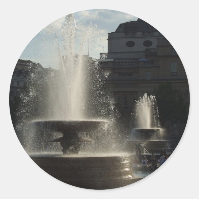 Beautiful Fountains With Lady On The High Column I Classic Round Sticker (Front)