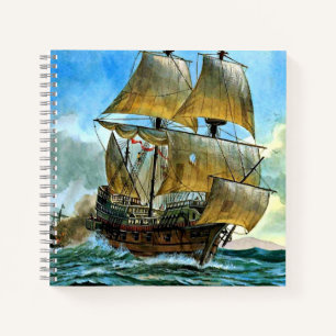beautiful four-masted ship notebook