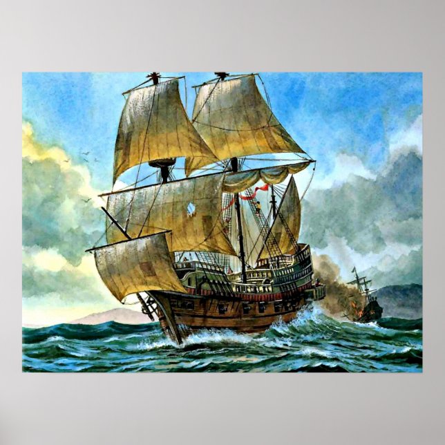 beautiful four-masted ship poster (Front)
