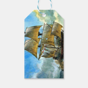 beautiful four-masted ship print gift tags