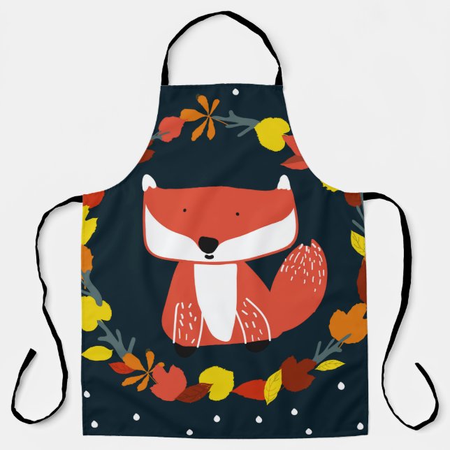 Beautiful fox in winter forest pattern apron (Front)