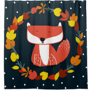 Beautiful fox in winter forest pattern shower curtain