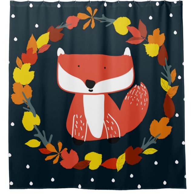 Beautiful fox in winter forest pattern shower curtain (Front)
