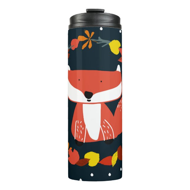 Beautiful fox in winter forest pattern thermal tumbler (Front)
