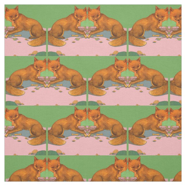 beautiful fox print fabric (Swatch)
