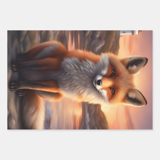 Beautiful Fox Wrapping Paper Sheet (Front)