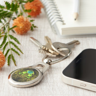 Beautiful Fractal Feathers of the Quetzal Bird Key Ring