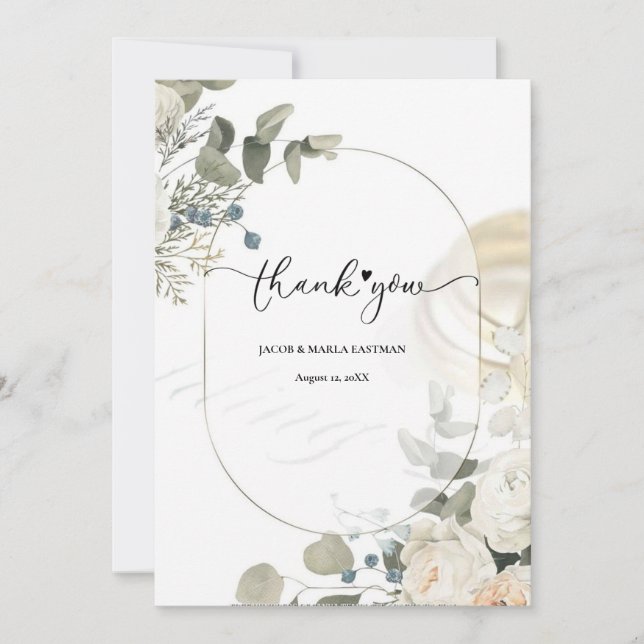 Beautiful frame, modern thank you  ,Flat Thank  Card (Front)