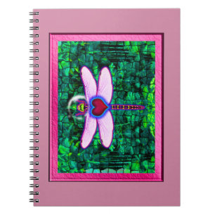 Beautiful Framed “Crackel Framed Dragonfly” Artwor Notebook