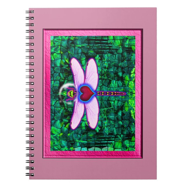 Beautiful Framed “Crackel Framed Dragonfly” Artwor Notebook (Front)