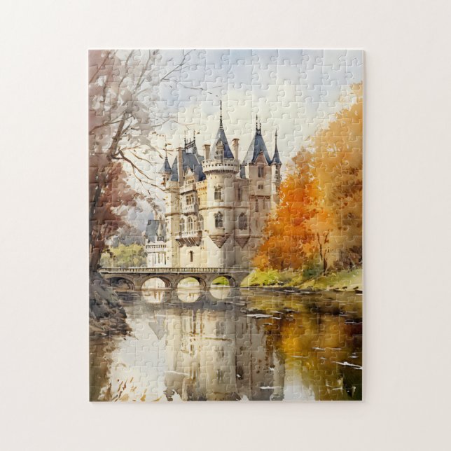 Beautiful French Castle Watercolor Puzzle (Vertical)