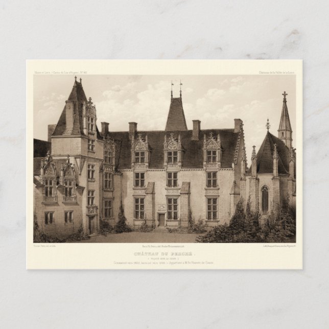 Beautiful French Chateau in Sepia Tones Postcard (Front)