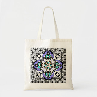 Beautiful Fresh Damask Design Aqua and Purple Tote Bag