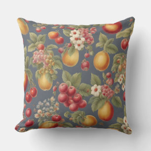 Beautiful Fruits and Flowers. Vintage French Style Cushion