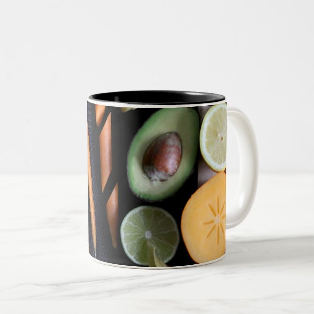 Beautiful Fruits And Vegetables Two-Tone Coffee Mug (Front Right)