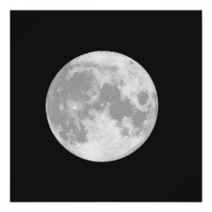 Beautiful Full Moon on Black Poster