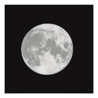 Beautiful Full Moon on Black Poster