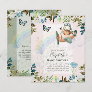 Beautiful Fun Pilot Baby Boys Shower Invitations
