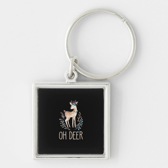Beautiful Funny Deer Oh Deer Modern Design  Key Ring (Front)
