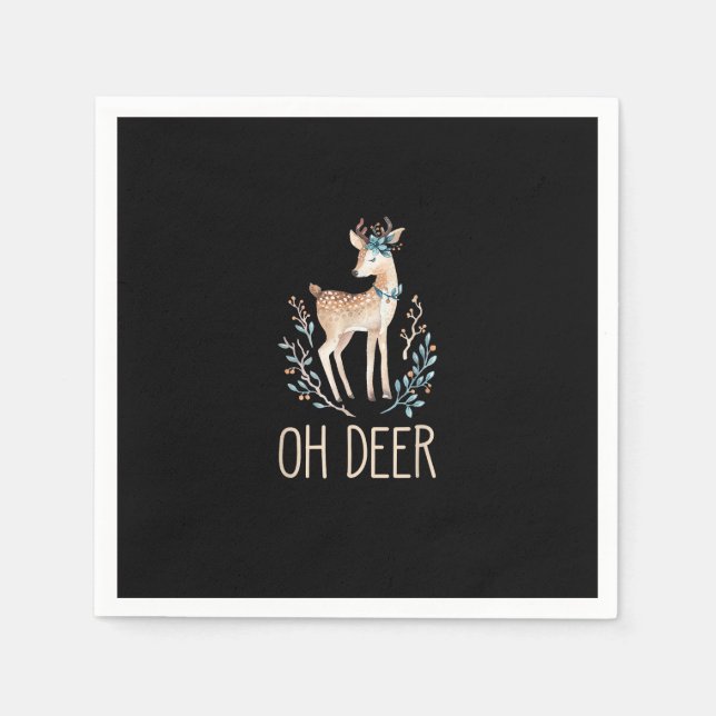 Beautiful Funny Deer Oh Deer Modern Design  Napkin (Front)