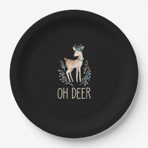 Beautiful Funny Deer Oh Deer Modern Design Paper Plate