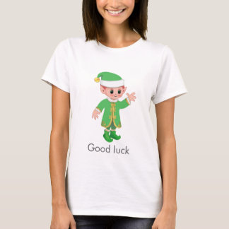 Beautiful Funny Lucky Elf & Calligraphy T-Shirt