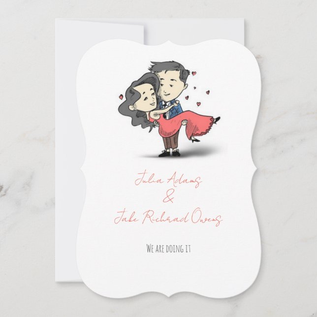 Beautiful funny romantic wedding couple invitation (Front)