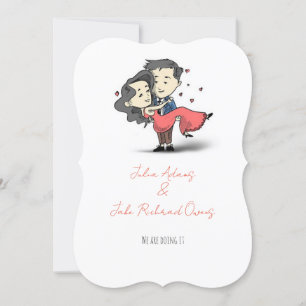 Beautiful funny romantic wedding couple invitation