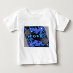 Beautiful Galactic Blue Love Text Pattern Design, Baby T-Shirt