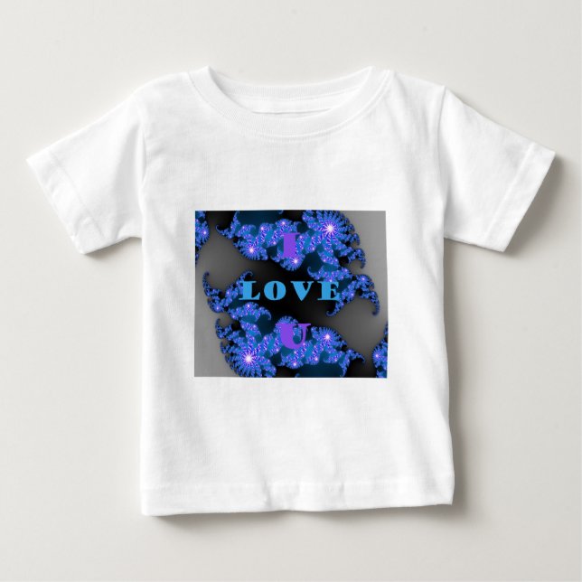 Beautiful Galactic Blue Love Text Pattern Design, Baby T-Shirt (Front)