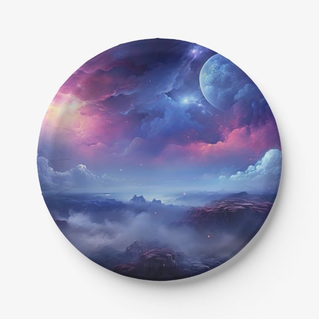 Beautiful Galaxy Outer Space Cosmic Universe Paper Plate (Front)