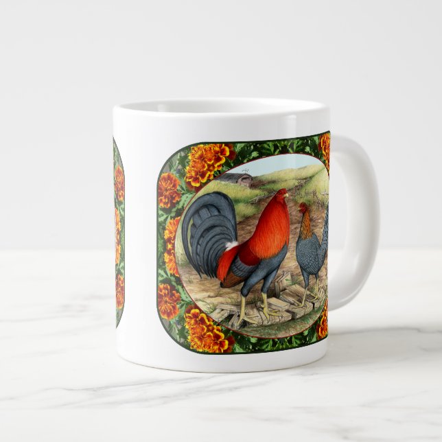 Beautiful Game Fowl Large Coffee Mug (Front Right)