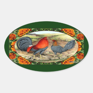 Beautiful Game Fowl Oval Sticker