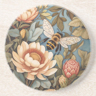 Beautiful Garden Bee With Protea Flowers Coaster