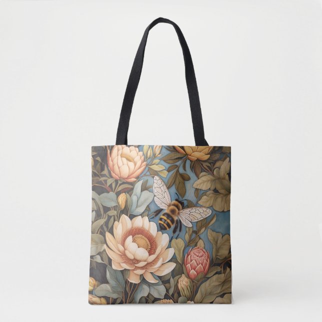Beautiful Garden Bee With Protea Flowers Tote Bag (Front)