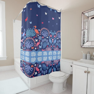 Beautiful Garden Border Butterfly Bird Flowers Shower Curtain